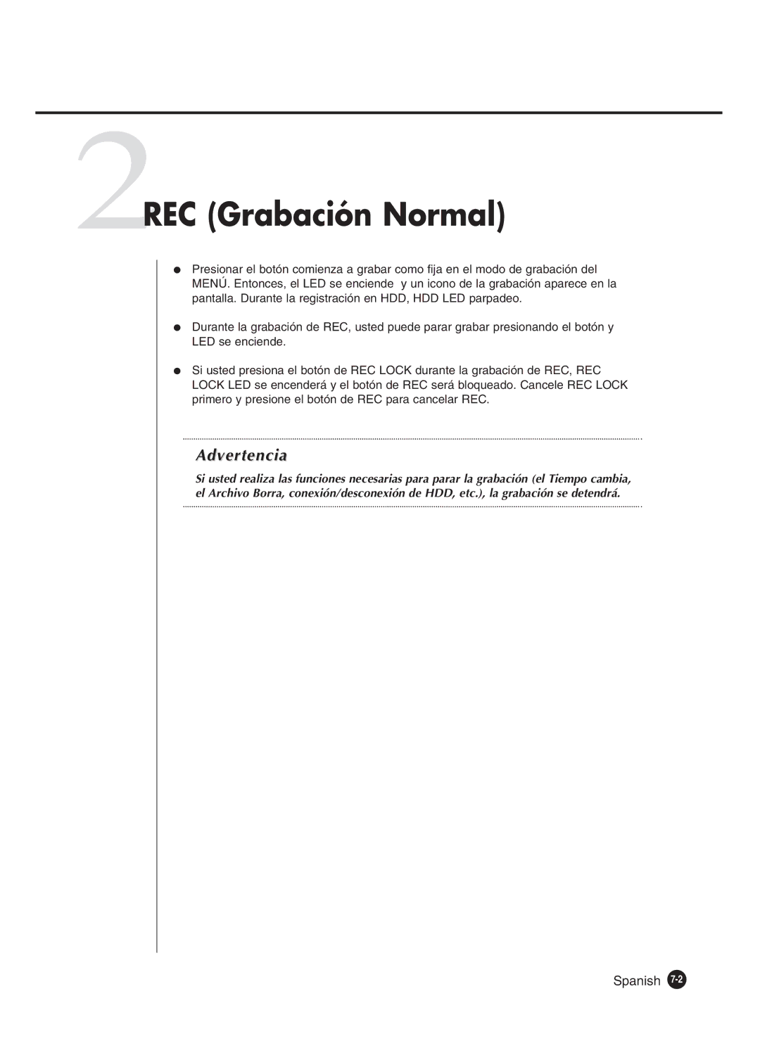 Samsung SHR-4160P manual 2REC Grabación Normal, Spanish 