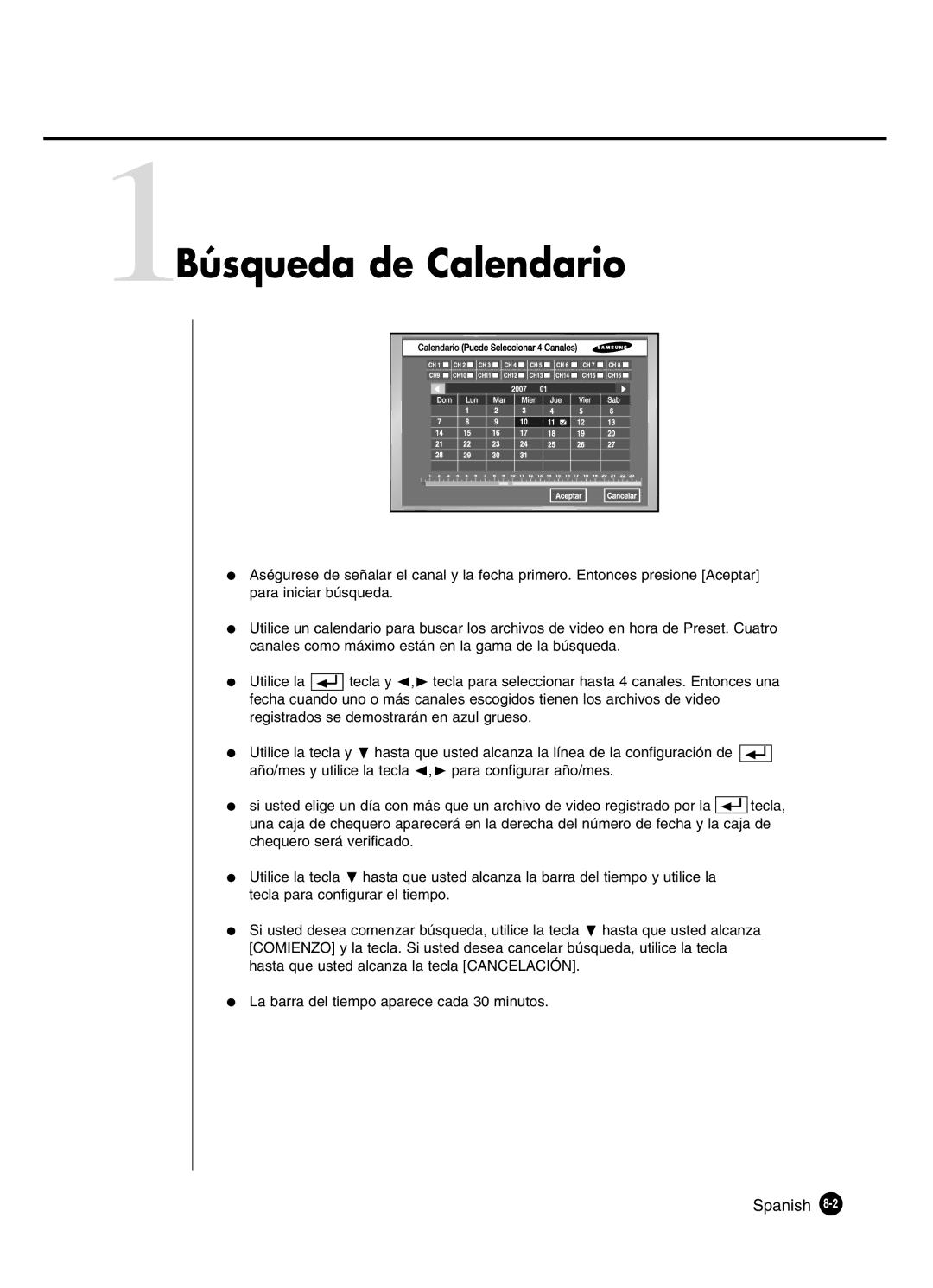 Samsung SHR-4160P manual 1Búsqueda de Calendario, Spanish 