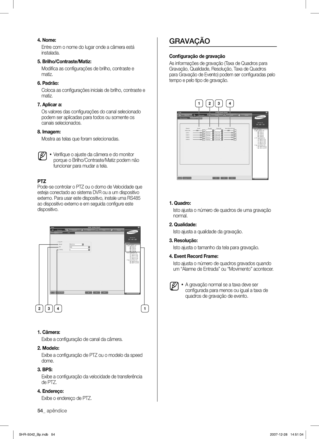 Samsung SHR-5040 user manual Gravação 