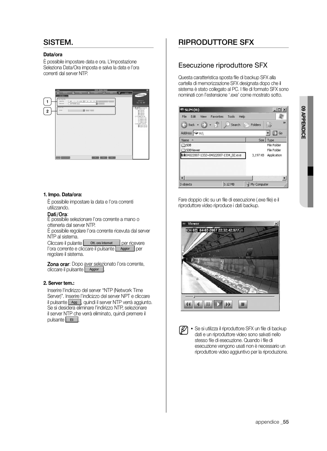 Samsung SHR-5042P/XET, SHR-5040P/XET manual Sistem, Riproduttore SFX, Esecuzione riproduttore SFX 