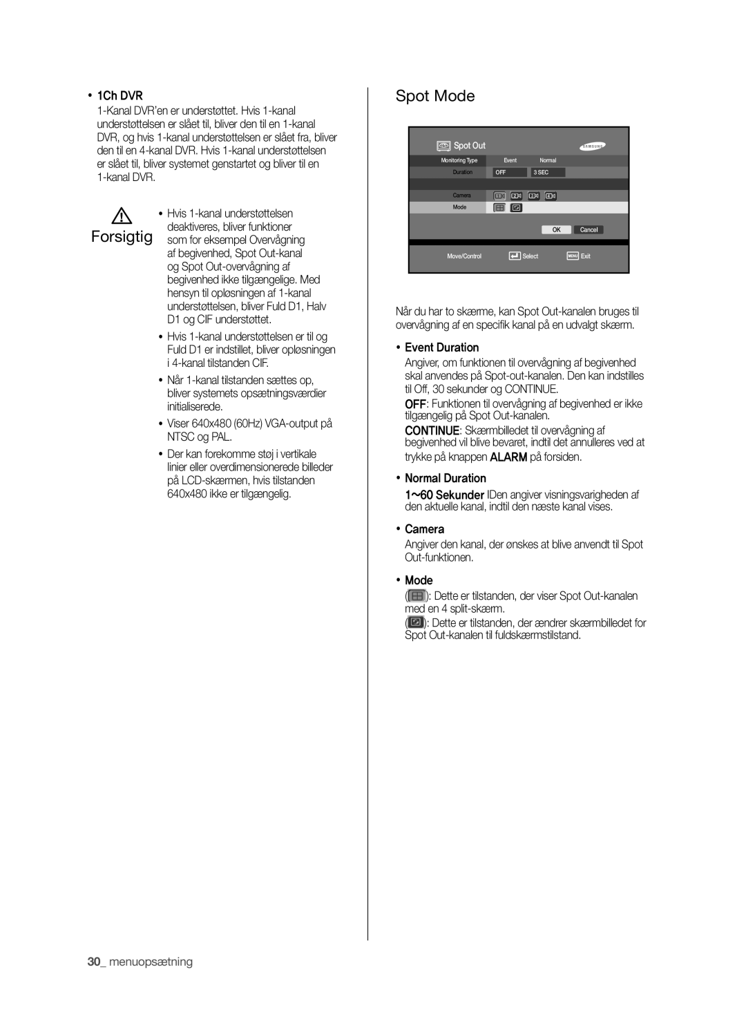 Samsung SHR-5042P manual Spot Mode 