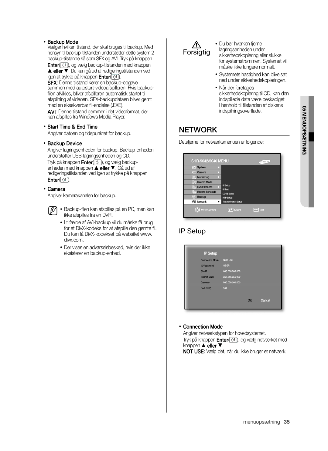 Samsung SHR-5042P manual Network, IP Setup 