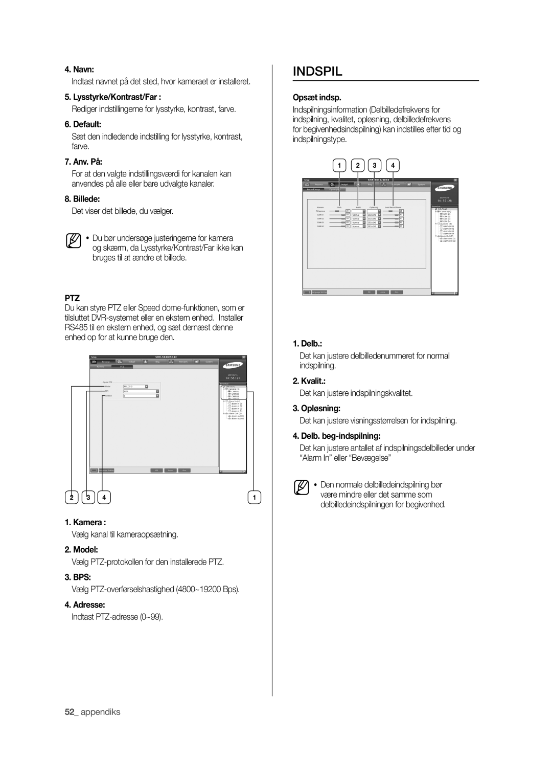 Samsung SHR-5042P manual Indspil 