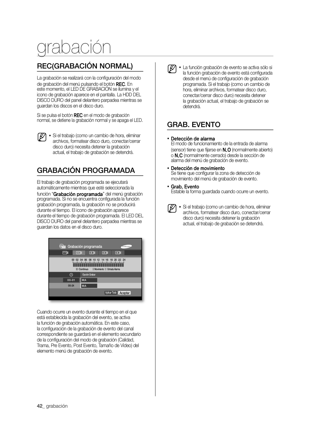 Samsung SHR-5042P/XEC, SHR-5040P/XEC manual Grabación, Recgrabación Normal 