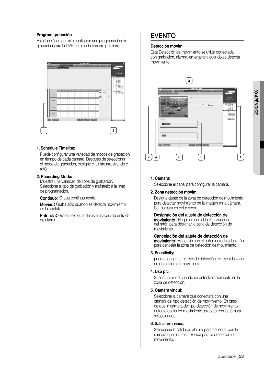 Samsung SHR-5040P/XEC, SHR-5042P/XEC manual Evento 