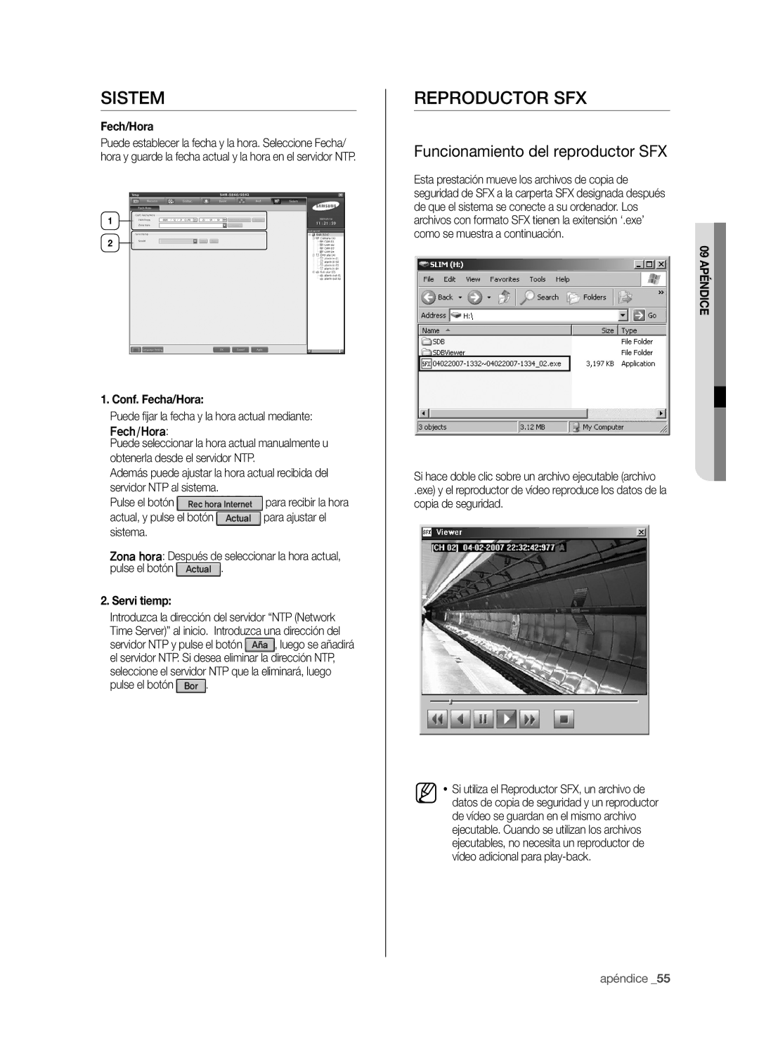 Samsung SHR-5040P/XEC, SHR-5042P/XEC manual Sistem, Reproductor SFX, Funcionamiento del reproductor SFX 