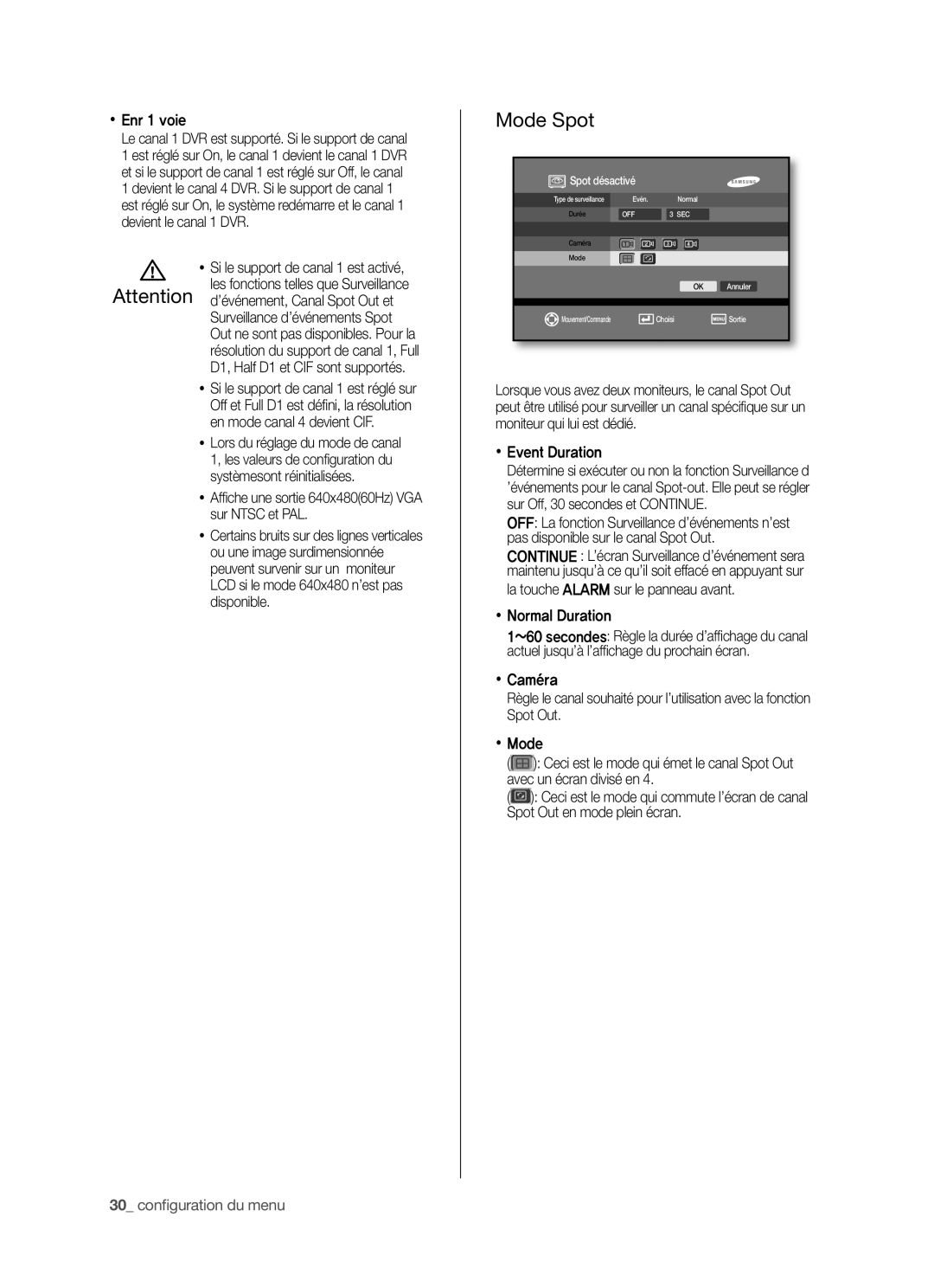 Samsung SHR-5042P/XEF manual Mode Spot 