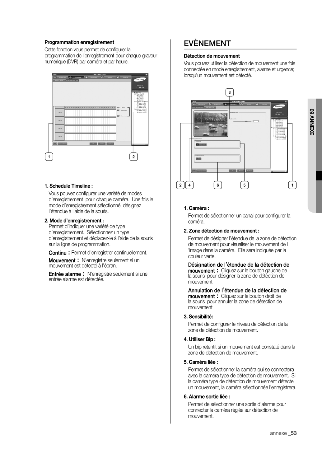 Samsung SHR-5042P/XEF manual Evènement 