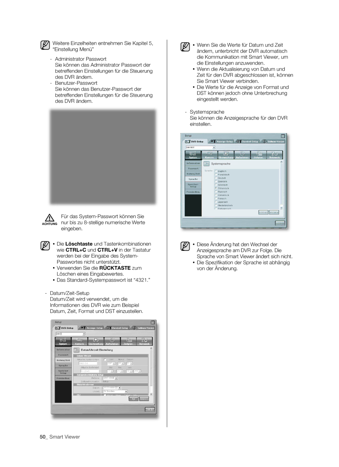 Samsung SHR-5082P/XEG, SHR-5160P, SHR-5162P/XEG, SHR-5080P manual Systemsprache 