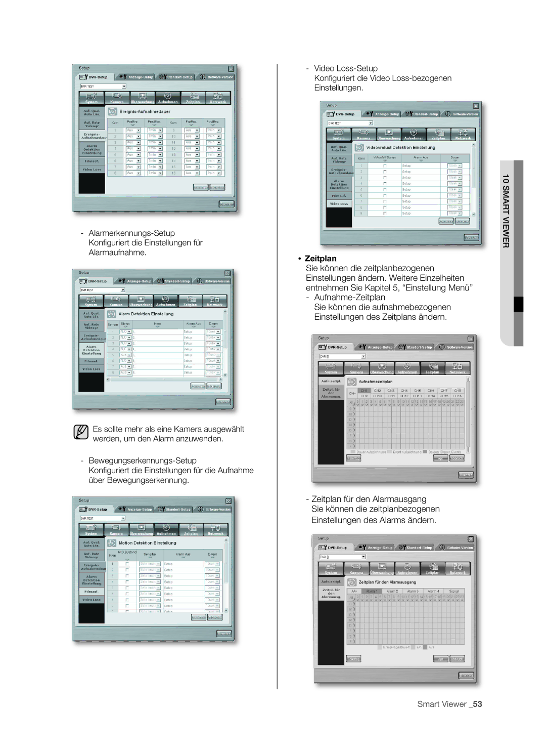 Samsung SHR-5080P, SHR-5082P/XEG, SHR-5160P, SHR-5162P/XEG manual Aufnahme-Zeitplan,  Zeitplan 