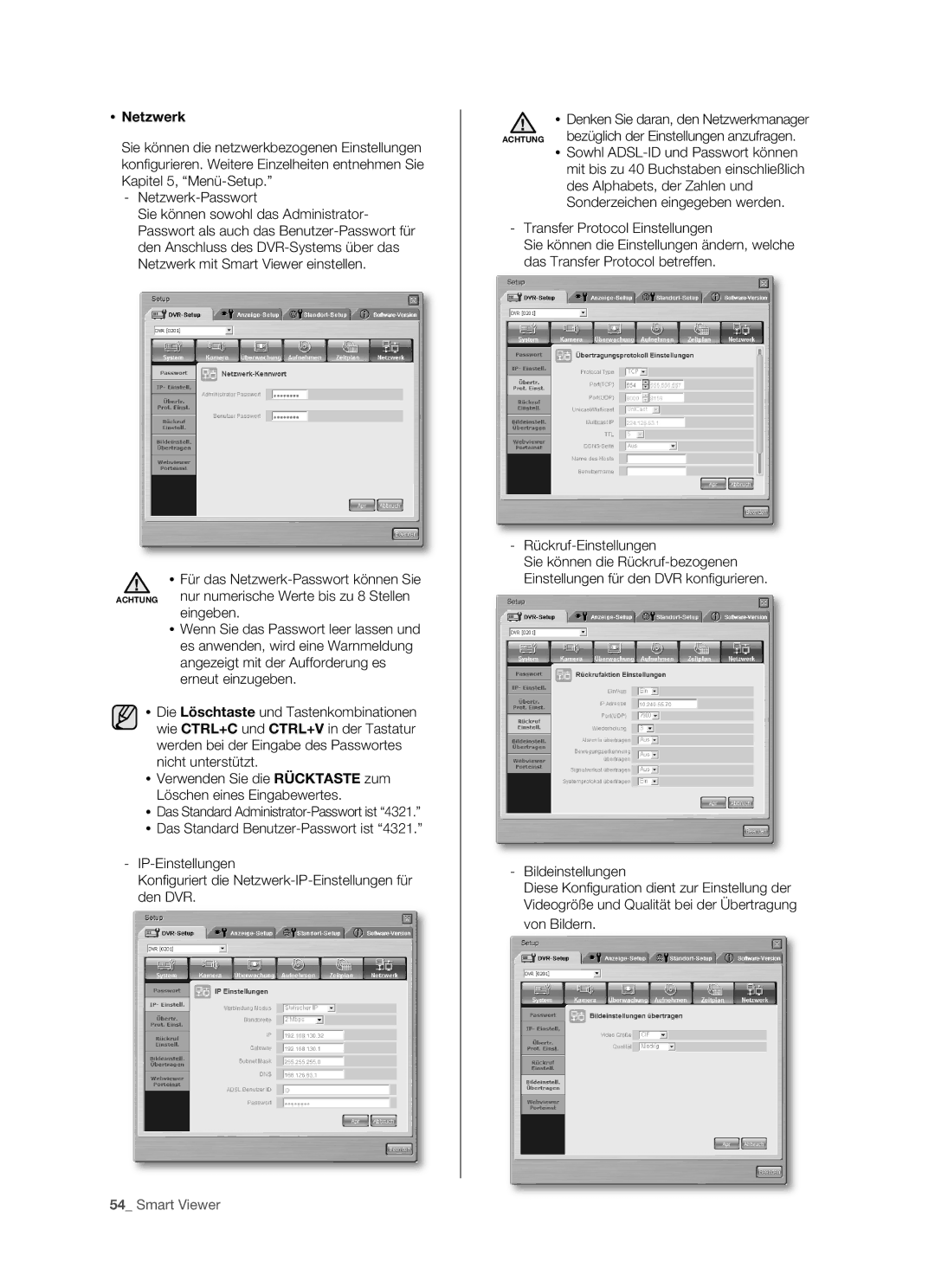 Samsung SHR-5082P/XEG, SHR-5160P, SHR-5162P/XEG, SHR-5080P manual  Netzwerk 