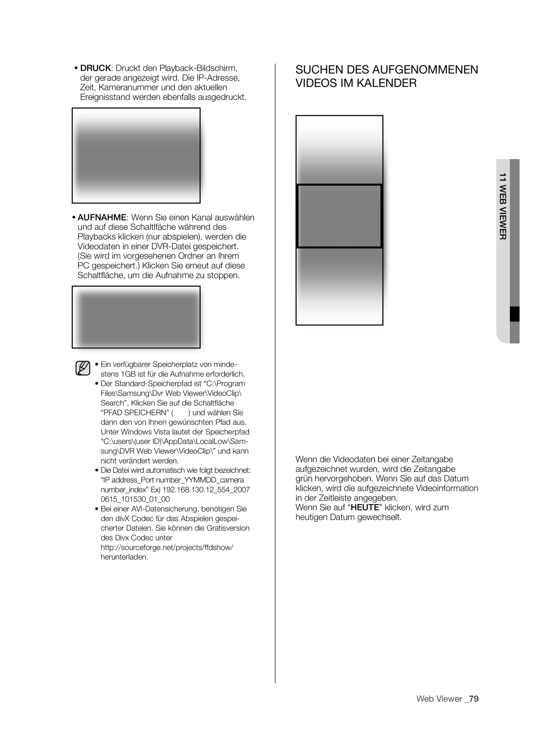 Samsung SHR-5082P/XEG, SHR-5160P, SHR-5162P/XEG, SHR-5080P manual Suchen DES Aufgenommenen Videos IM Kalender 