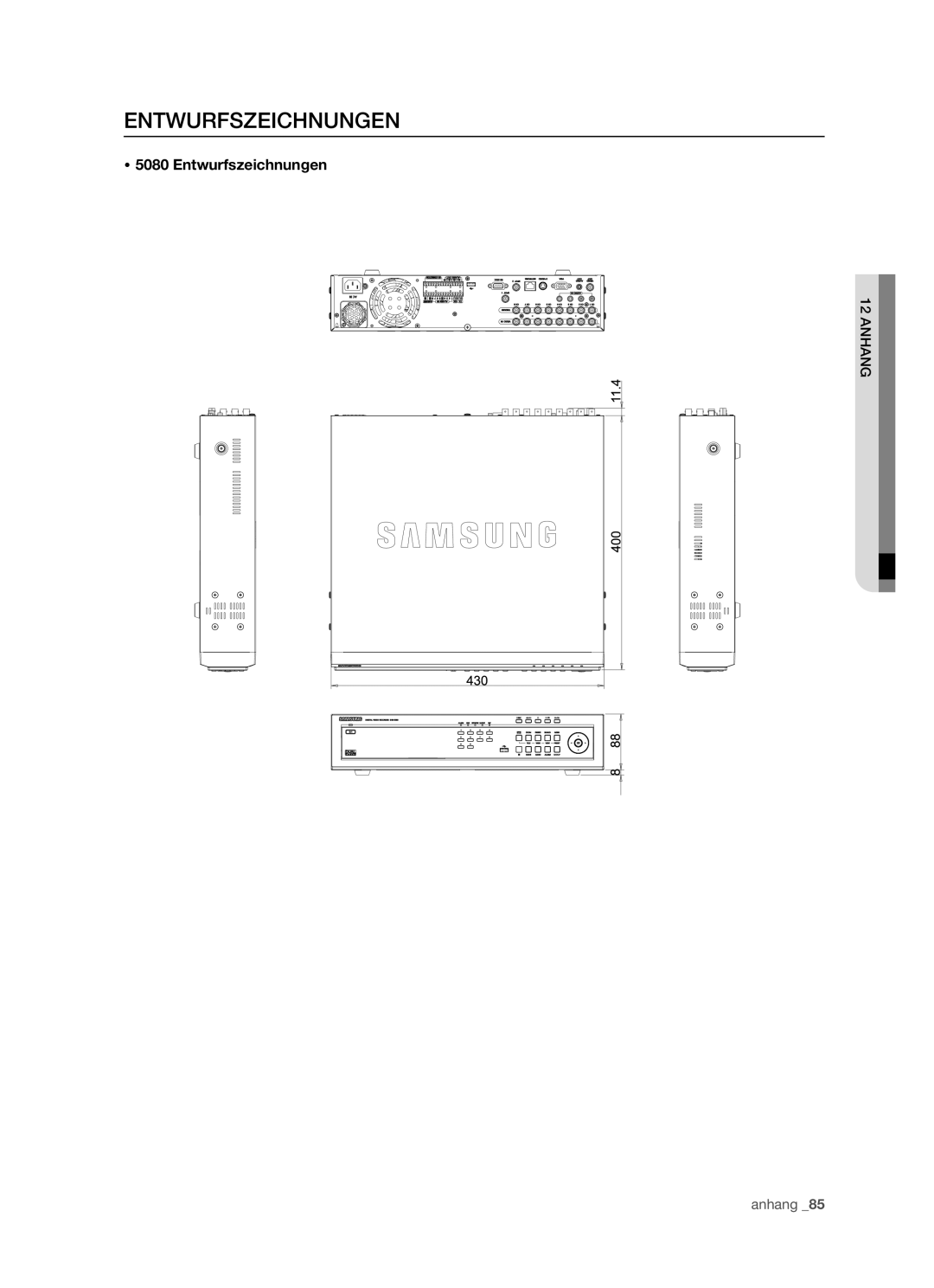 Samsung SHR-5082P/XEG, SHR-5160P, SHR-5162P/XEG, SHR-5080P manual Entwurfszeichnungen 