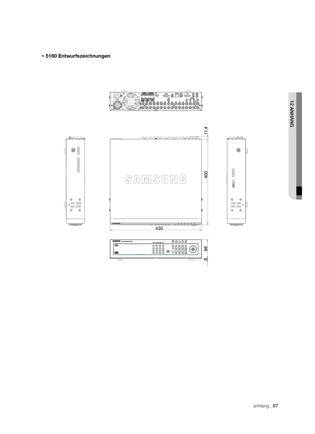 Samsung SHR-5160P, SHR-5082P/XEG, SHR-5162P/XEG, SHR-5080P manual  5160 Entwurfszeichnungen 