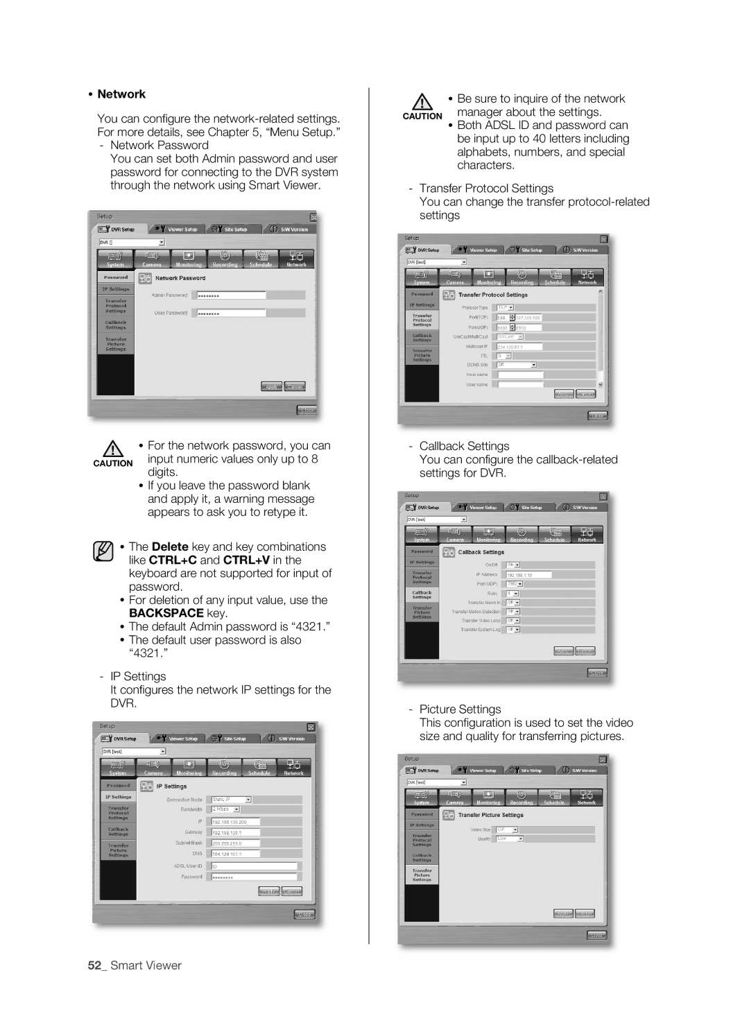 Samsung SHR-5082P/XEC, SHR-5082P/XEG, SHR-5162P/XEG manual  Network, Network Password,  For the network password, you can 