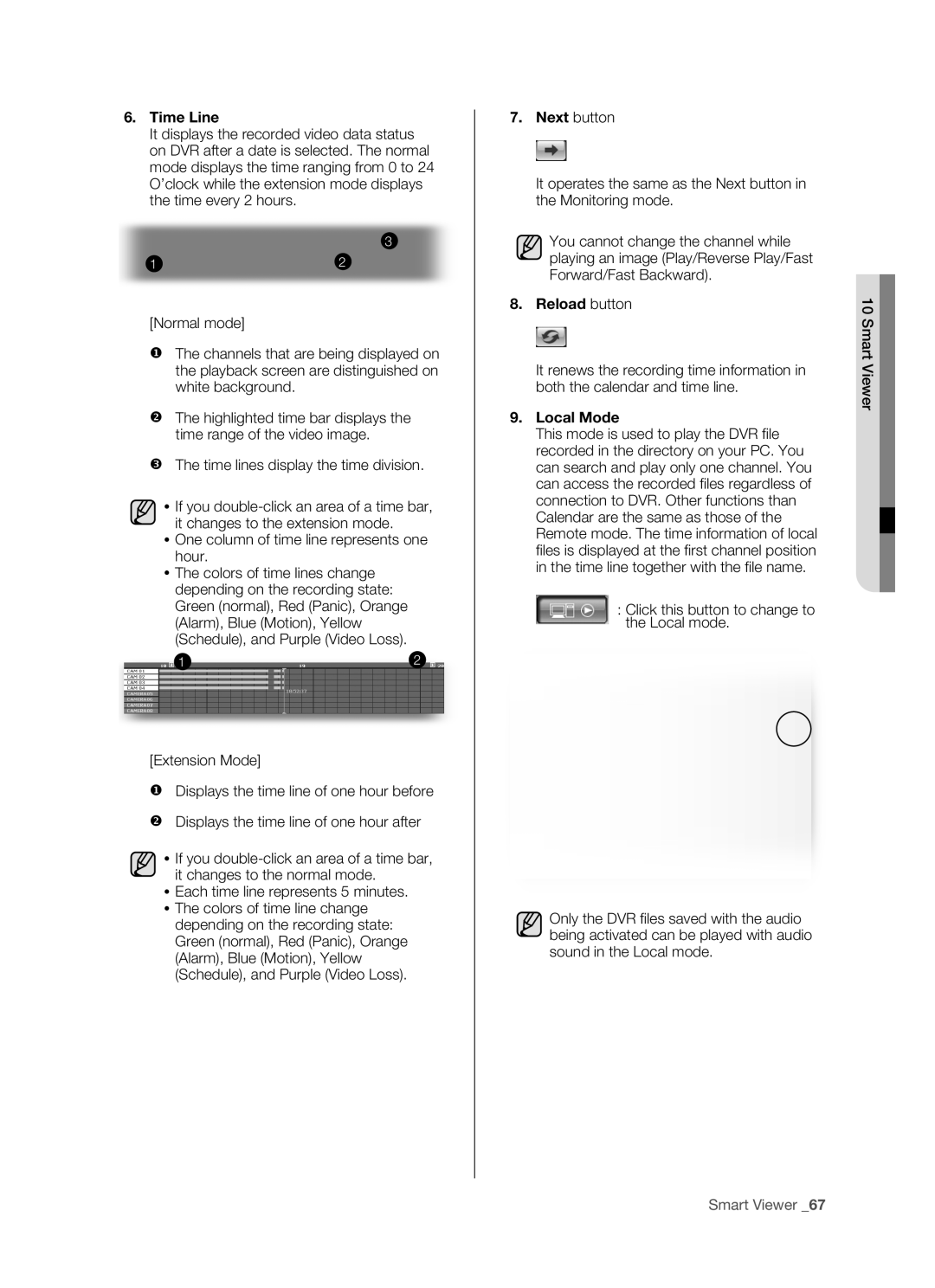 Samsung SHR-5162P/XEG, SHR-5082P/XEG, SHR-5162P/XET, SHR-5082P/XET, SHR-5082P/XEC manual Time Line, Reload button, Local Mode 