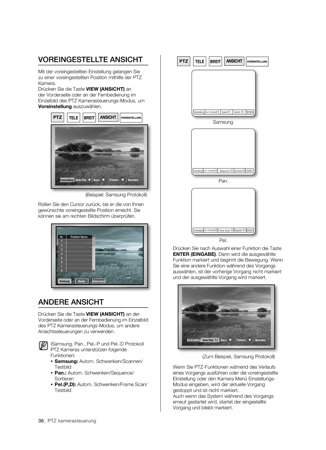 Samsung SHR-5082P/XEG, SHR-5162P/XEG manual Voreingestellte Ansicht, Andere Ansicht 