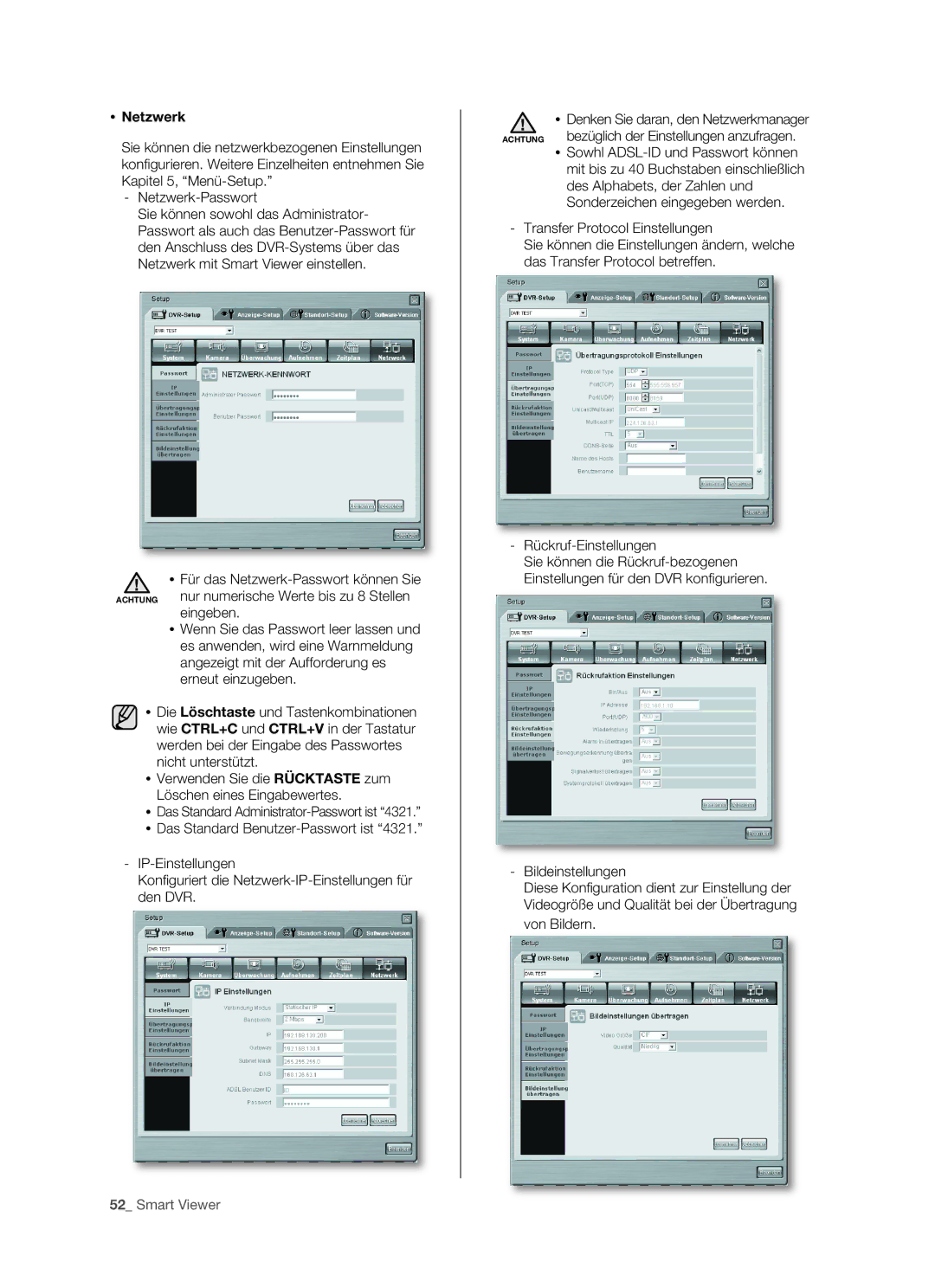 Samsung SHR-5082P/XEG, SHR-5162P/XEG manual  Netzwerk 