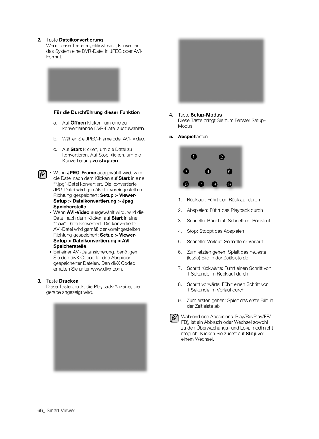 Samsung SHR-5162P manual Taste Dateikonvertierung, Für die Durchführung dieser Funktion, Taste Setup-Modus, Abspieltasten 