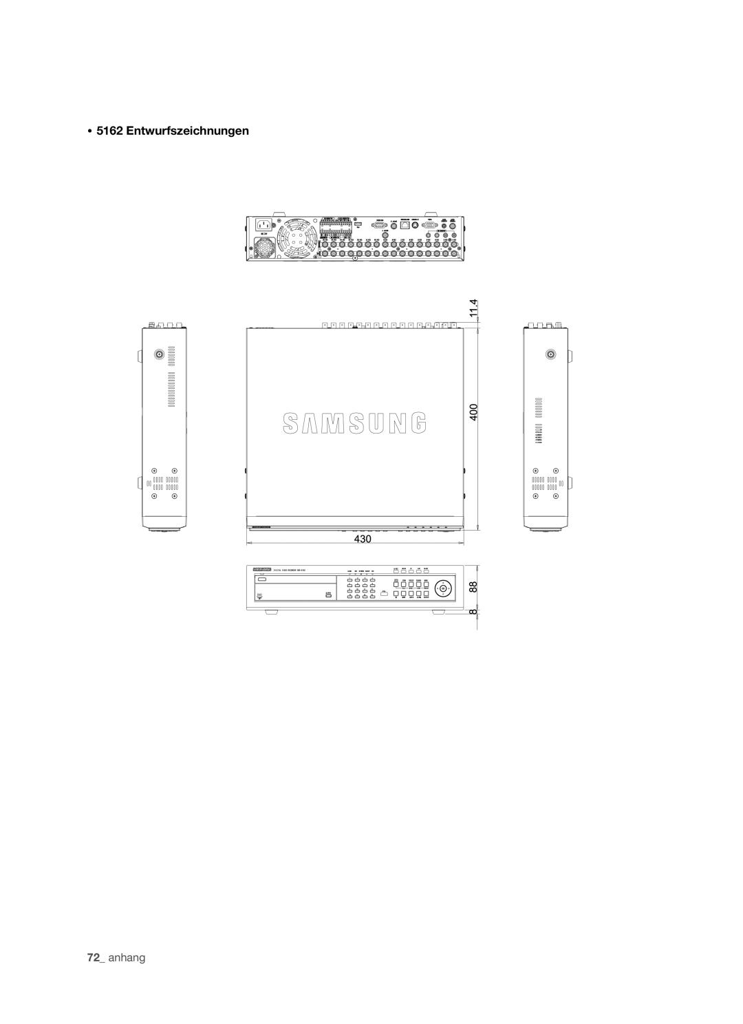 Samsung SHR-5082P/XEG, SHR-5162P/XEG manual  5162 Entwurfszeichnungen 