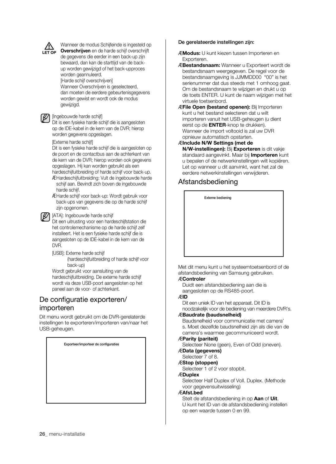 Samsung SHR-5160 manual De configuratie exporteren/ importeren 