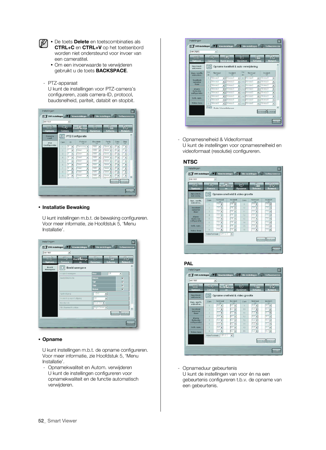 Samsung SHR-5160 manual  Installatie Bewaking,  Opname 