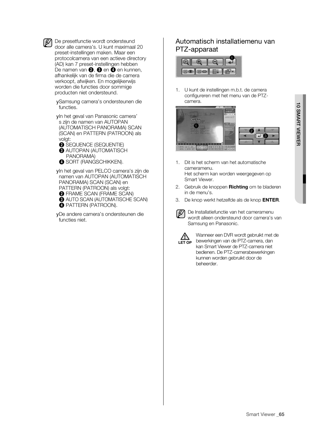 Samsung SHR-5160 manual Automatisch installatiemenu van PTZ-apparaat,  De andere camera’s ondersteunen die functies niet 