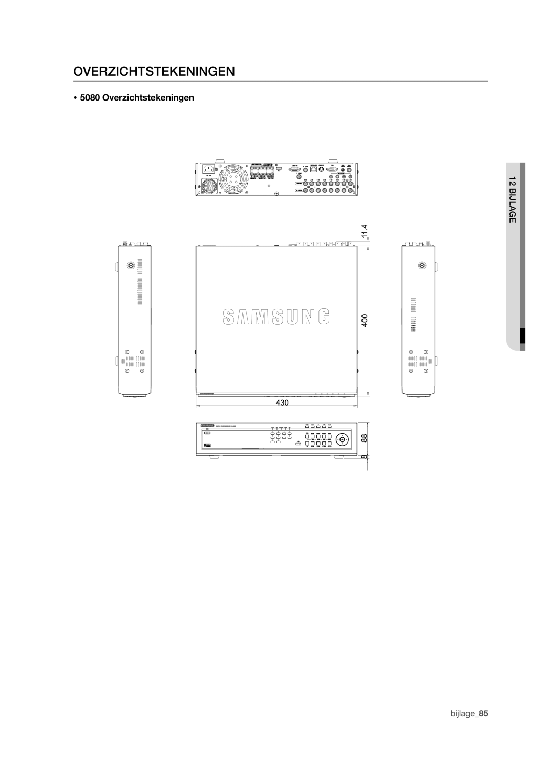 Samsung SHR-5160 manual Overzichtstekeningen 