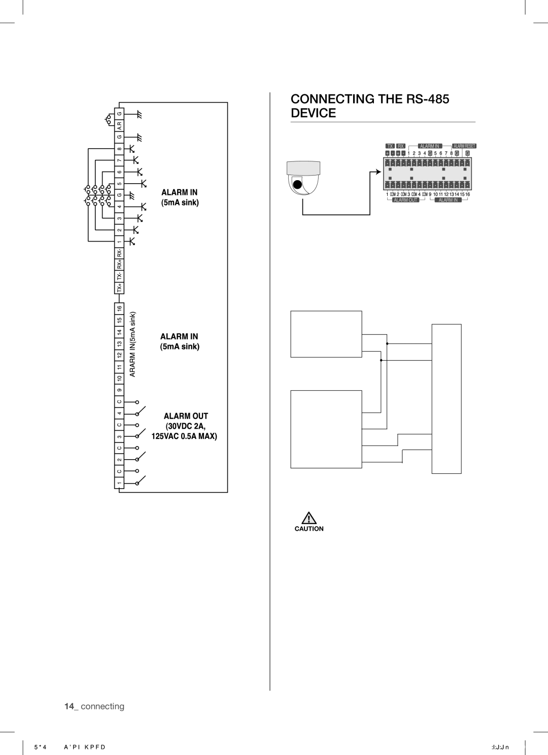 Samsung SHR-5162, SHR-5082 user manual Connecting the RS-485 Device 