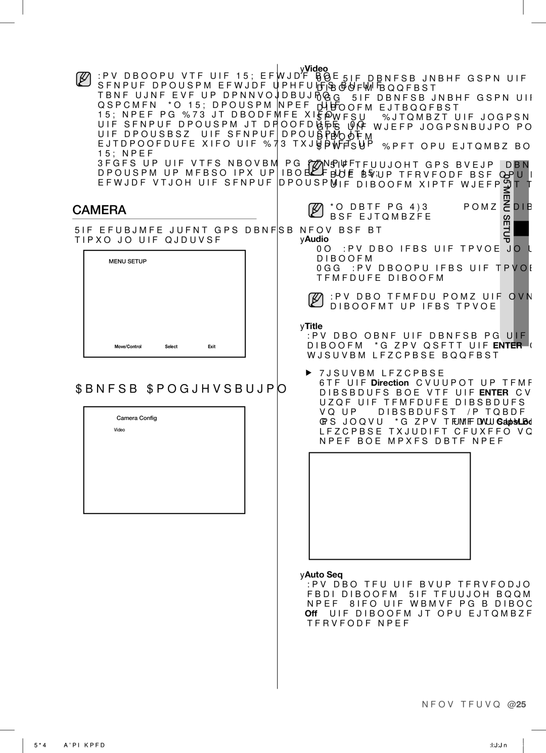 Samsung SHR-5082, SHR-5162 user manual Camera Configuration 