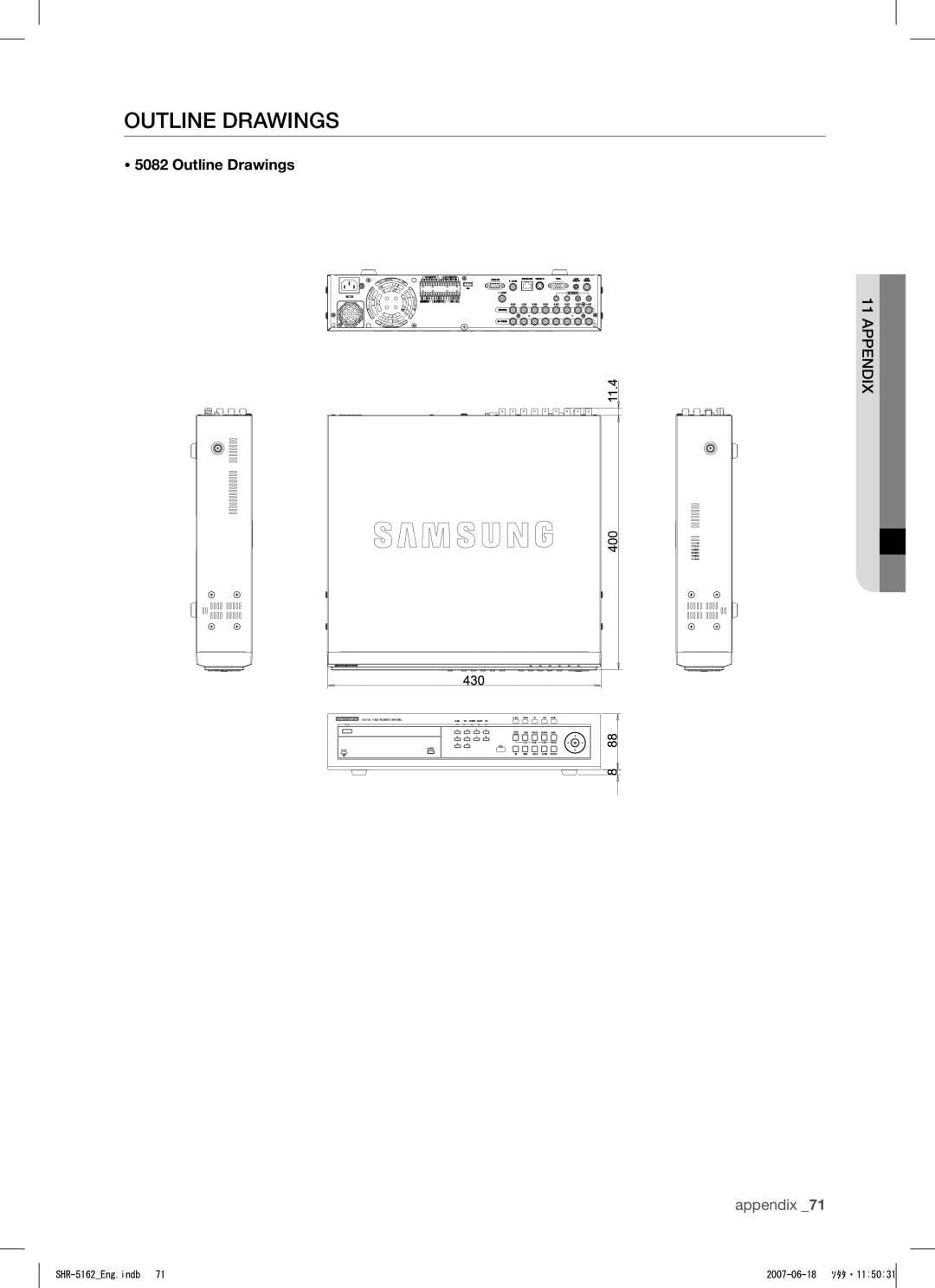 Samsung SHR-5082, SHR-5162 user manual  5082 Outline Drawings 