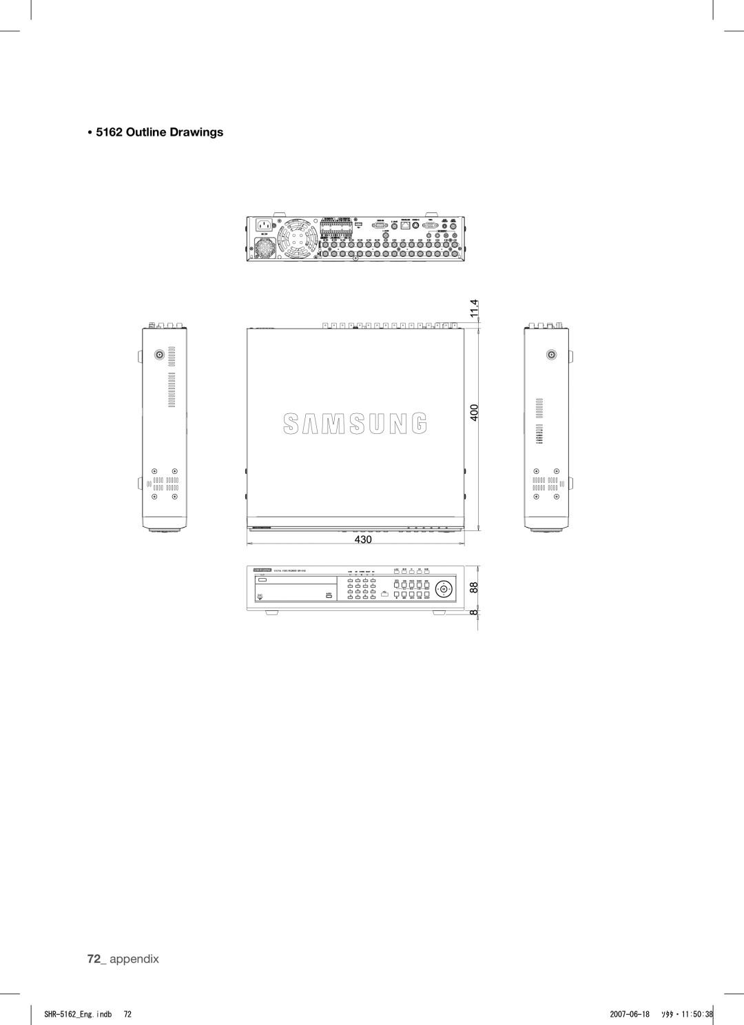 Samsung SHR-5162, SHR-5082 user manual  5162 Outline Drawings 