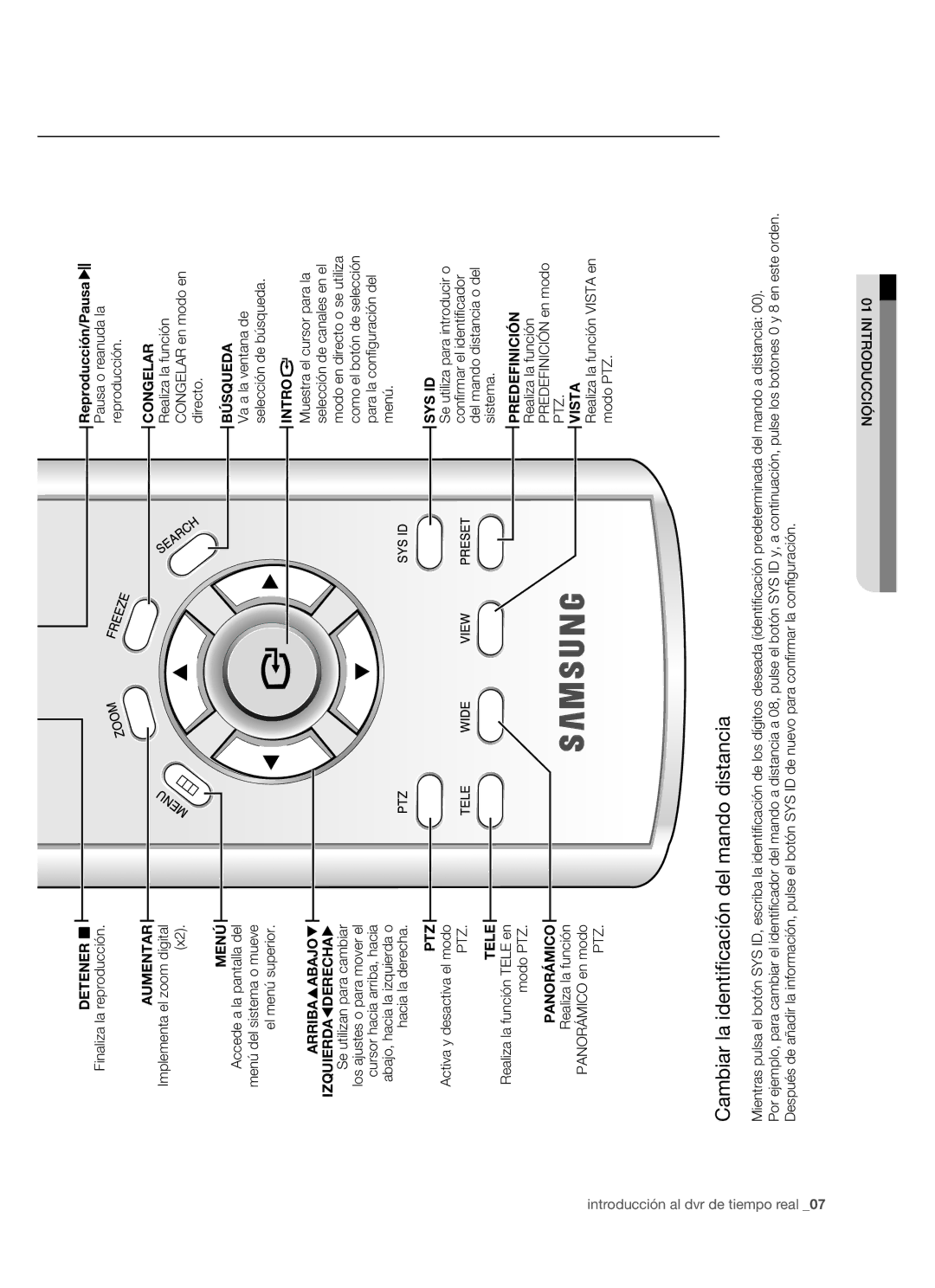 Samsung SHR-5080P/XEC, SHR-5162P, SHR-5082P Cambiar la identiﬁcación del mando distancia, Menú Accede a la pantalla del 