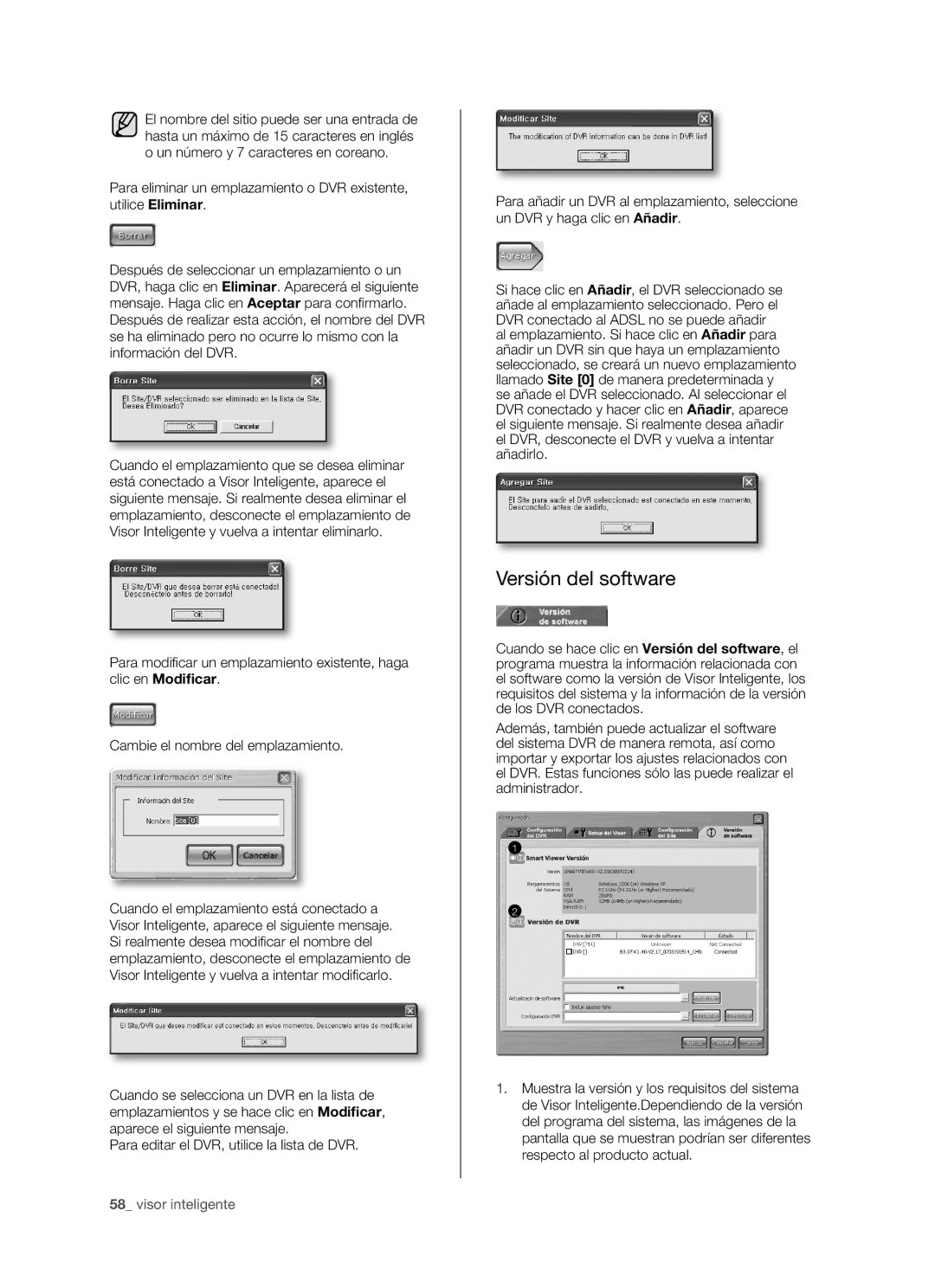 Samsung SHR-5160P/XEC, SHR-5082P/XEC, SHR-5162P/XEC, SHR-5080P/XEC manual Versión del software 