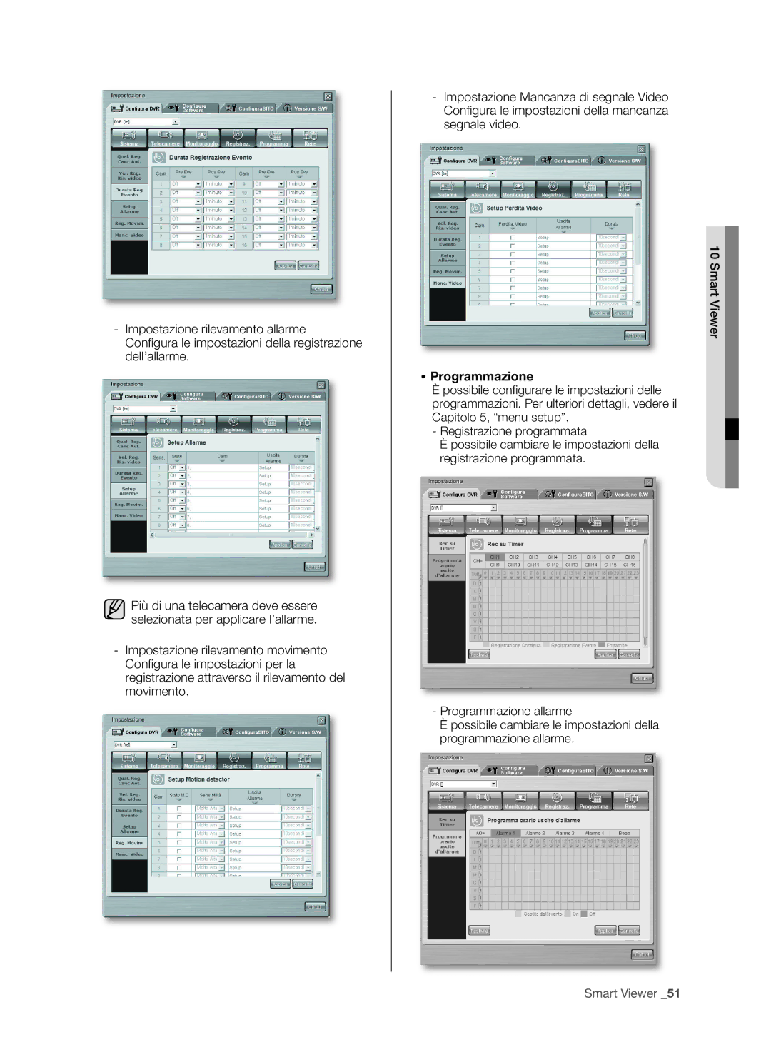 Samsung SHR-5082P/XET, SHR-5162P/XET manual  Programmazione 