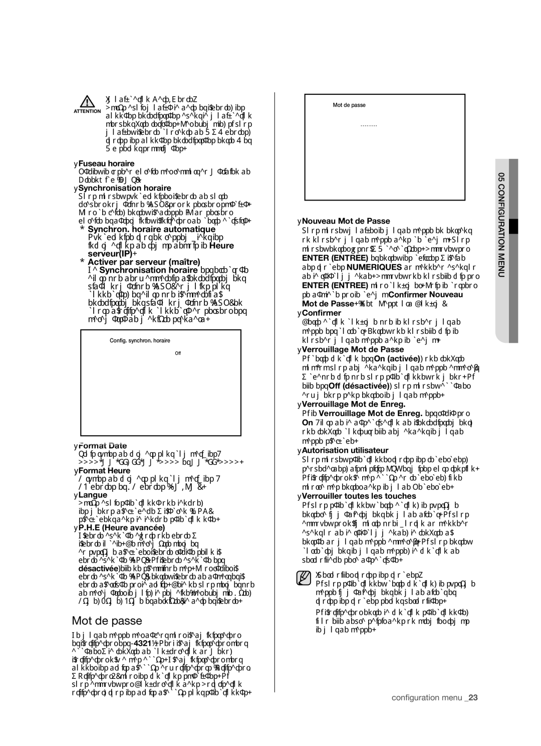 Samsung SHR-5162P/XEF, SHR-5082P/XEF manual Mot de passe 