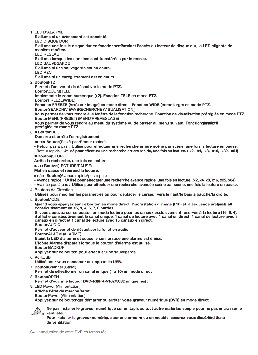 Samsung SHR-5162P, SHR-5082P/XEF manual Bouton Pas à pas/Retour rapide, Bouton LECTURE/PAUSE, Bouton Avance rapide/pas à pas 