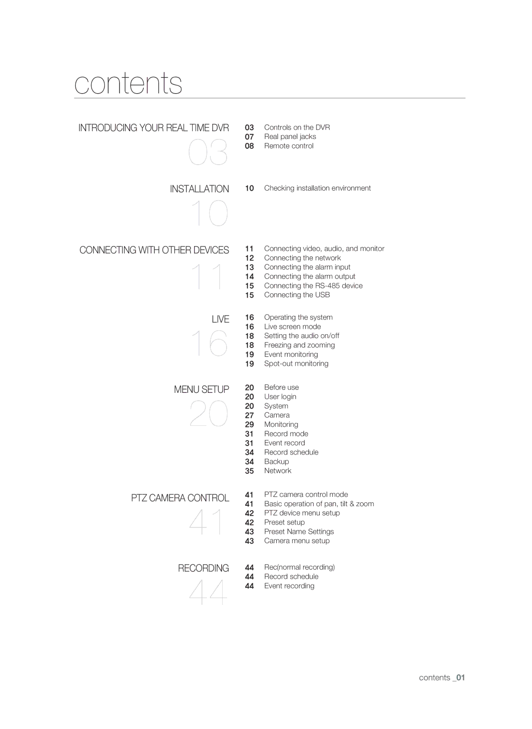 Samsung SHR-6042P, SHR-6040P manual Contents 