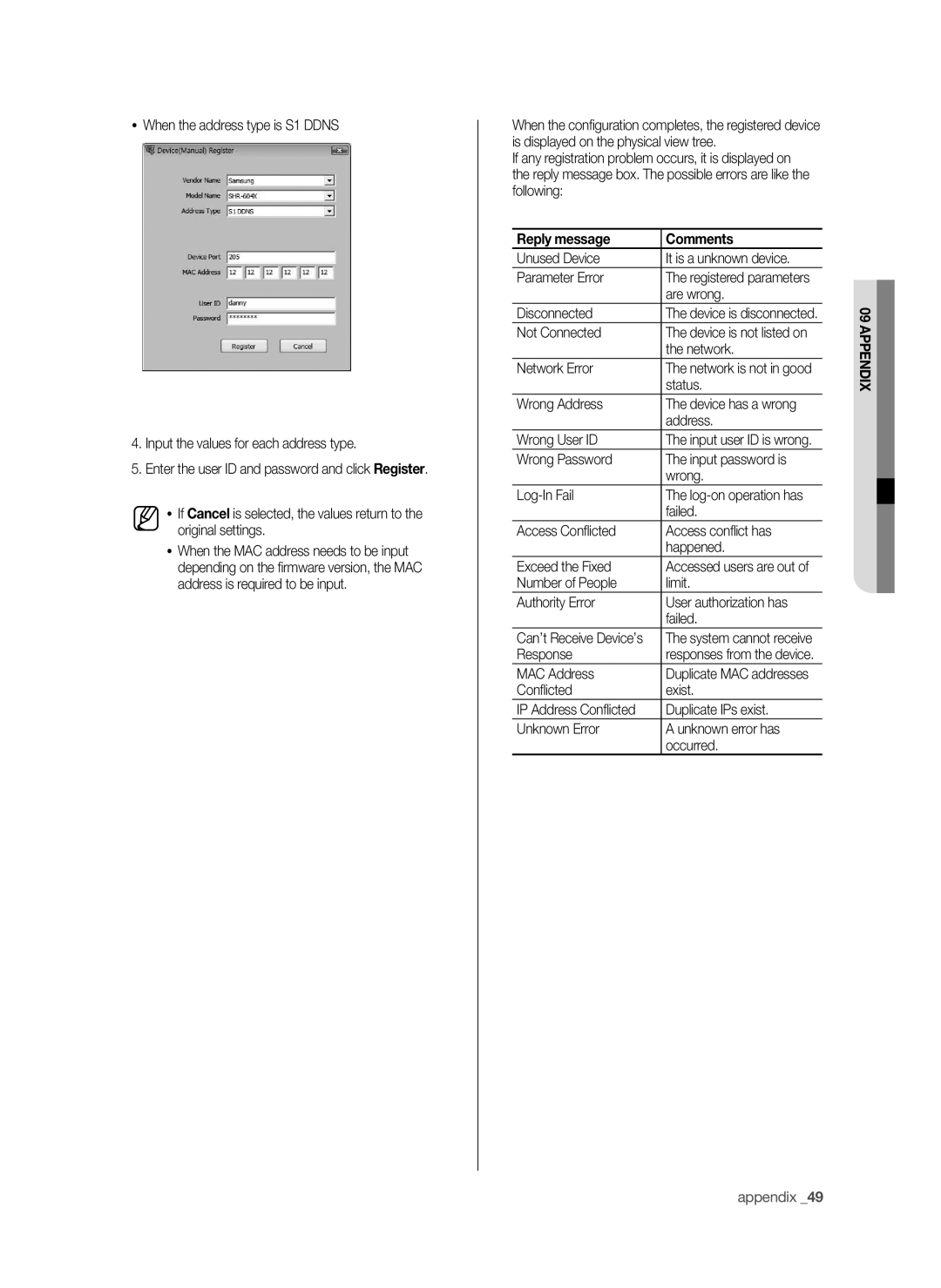 Samsung SHR-6042P, SHR-6040P manual Reply message Comments 