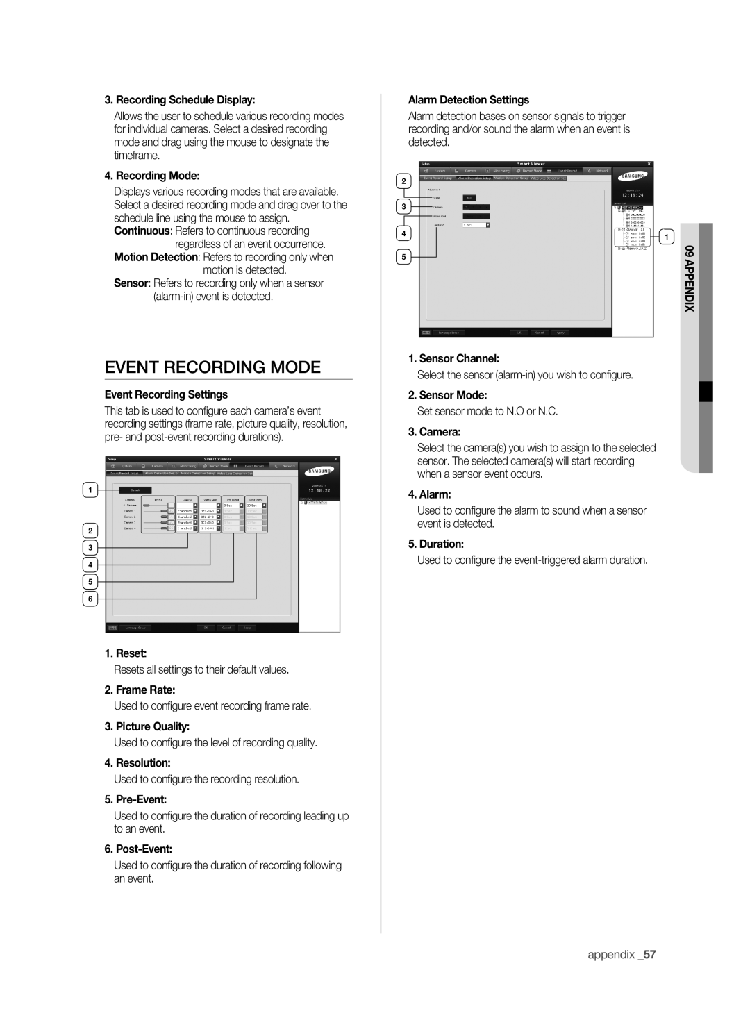 Samsung SHR-6042P, SHR-6040P manual Event Recording Mode 