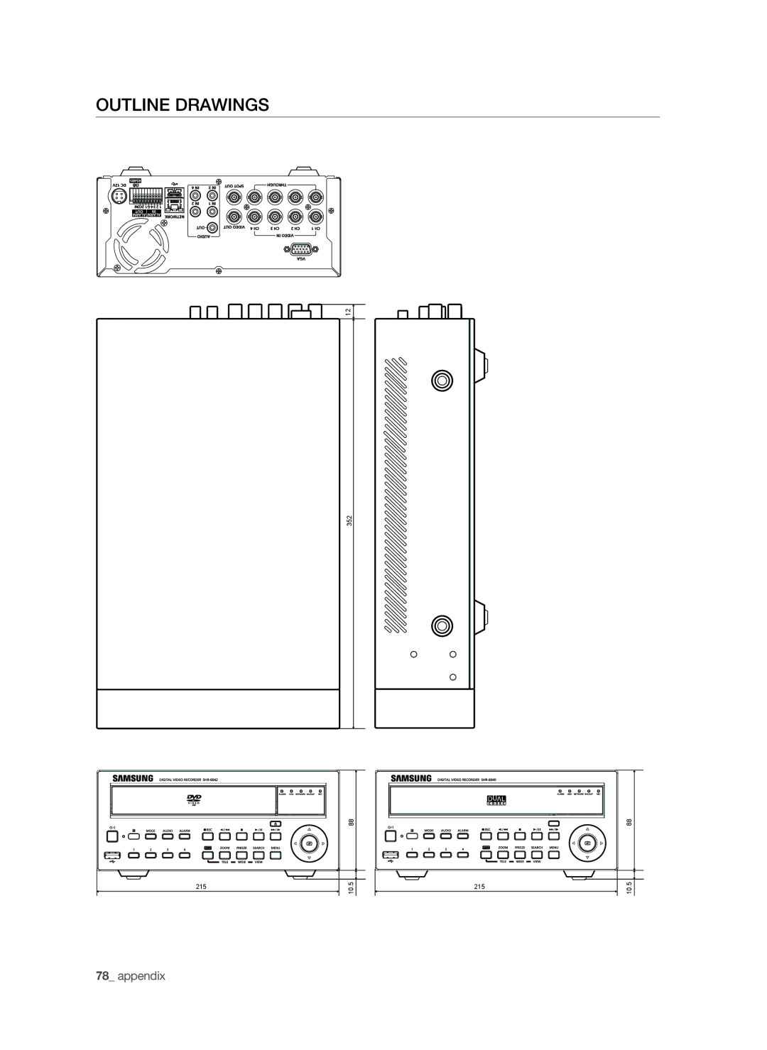 Samsung SHR-6040P, SHR-6042P manual Outline drawings 