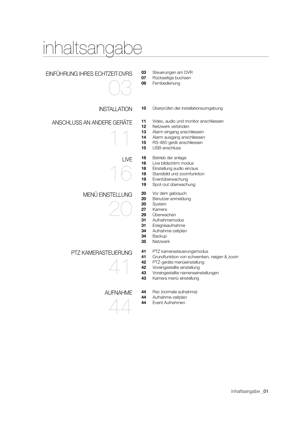 Samsung SHR-6042P, SHR-6040P manual Inhaltsangabe, Anschluss AN Andere Geräte 