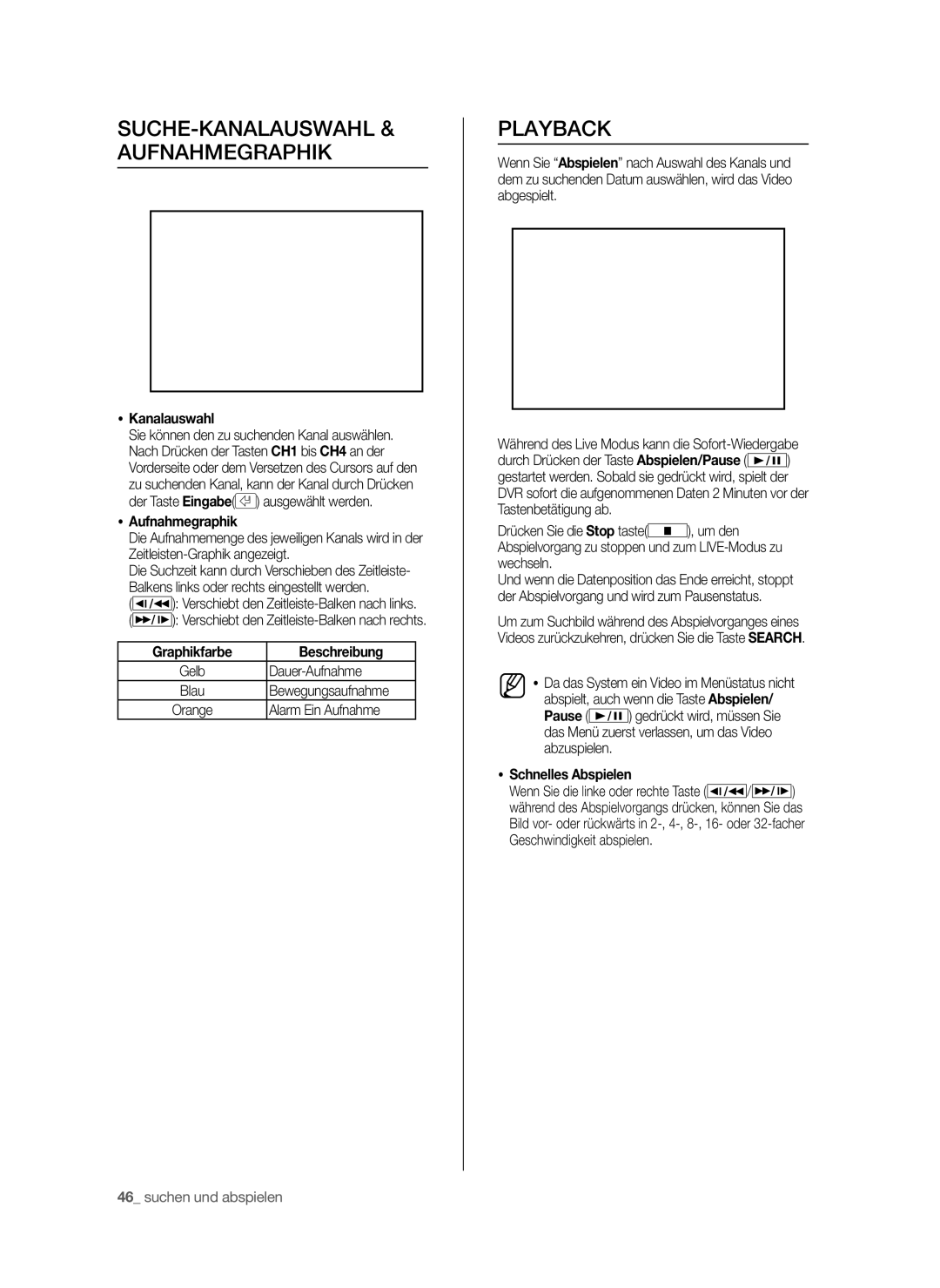 Samsung SHR-6040P, SHR-6042P manual SUCHE-KANALAUSWAHL & Aufnahmegraphik, Playback 