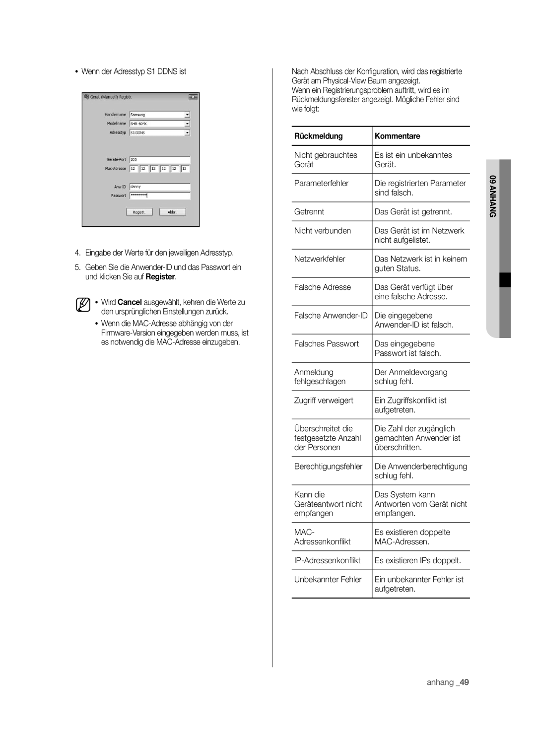 Samsung SHR-6042P, SHR-6040P manual Rückmeldung Kommentare, Mac 