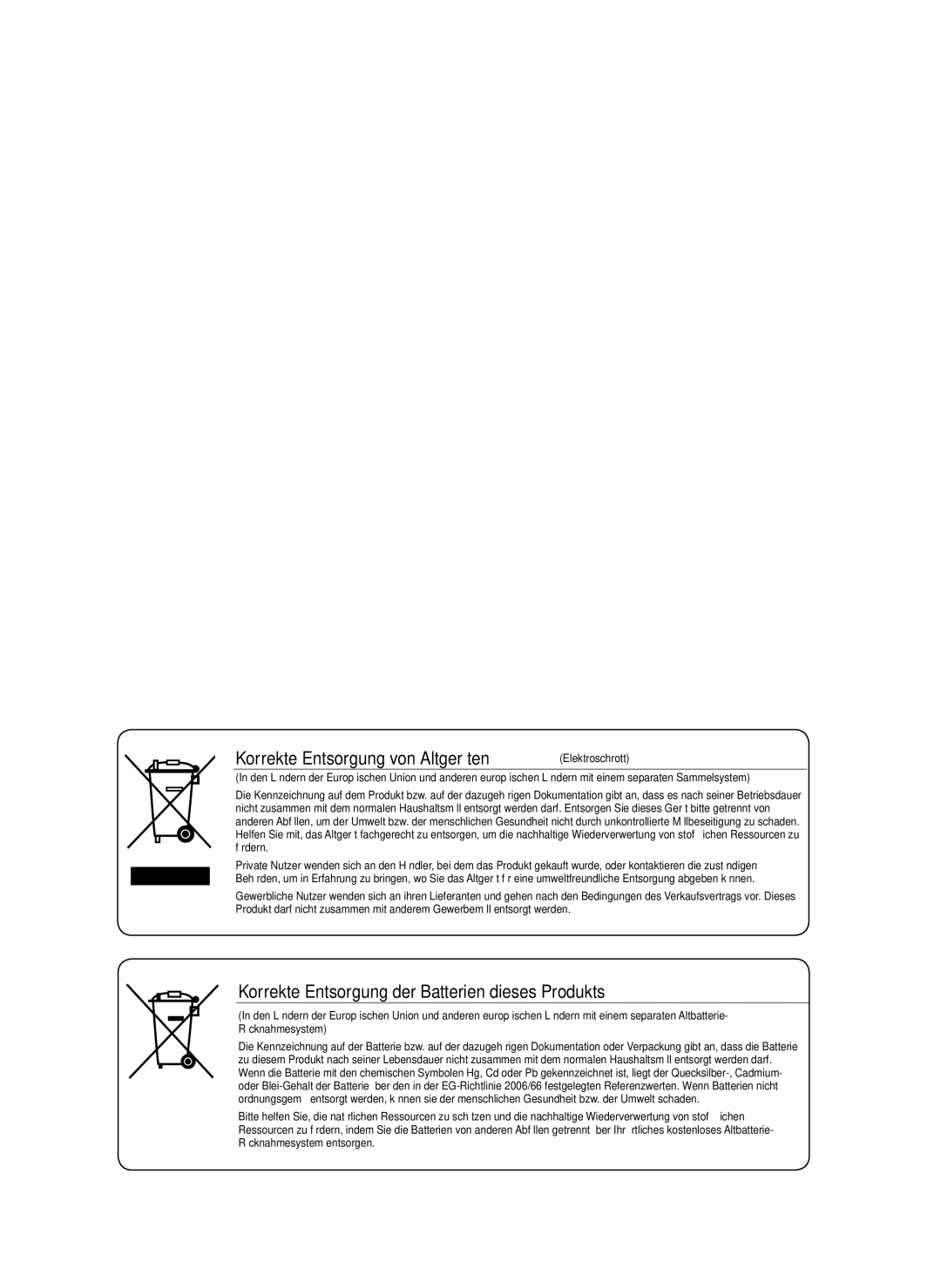 Samsung SHR-6040P, SHR-6042P manual Korrekte Entsorgung von Altgeräten Elektroschrott 