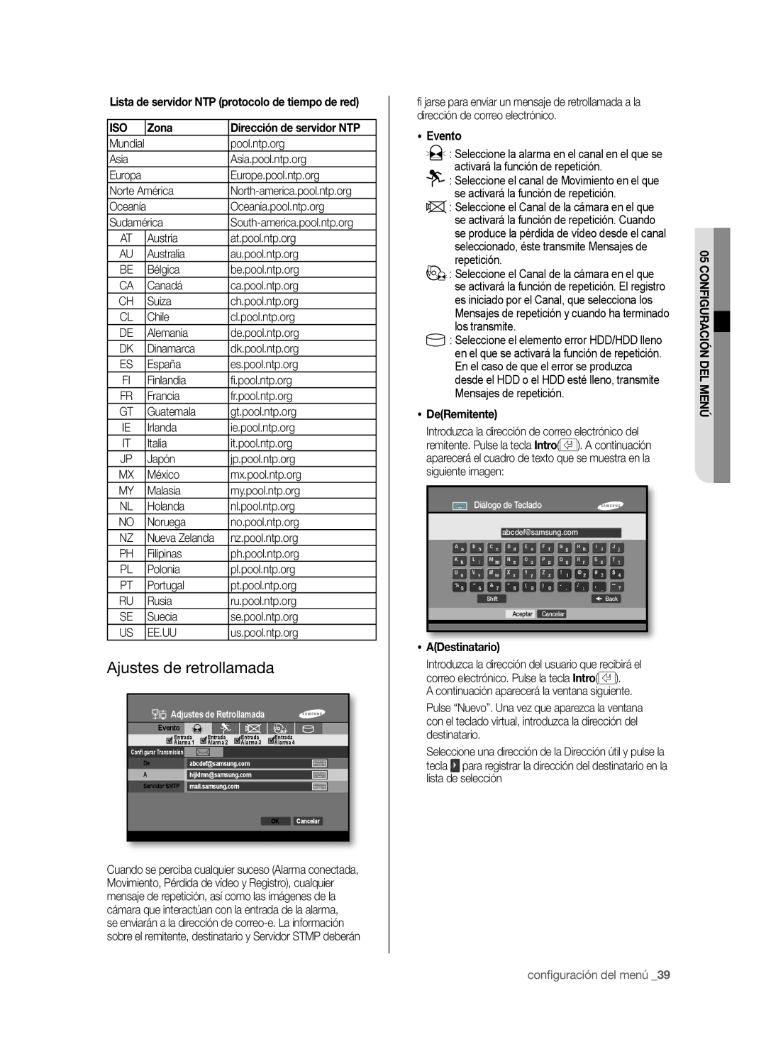 Samsung SHR-6042P, SHR-6040P manual Ajustes de retrollamada, Iso 