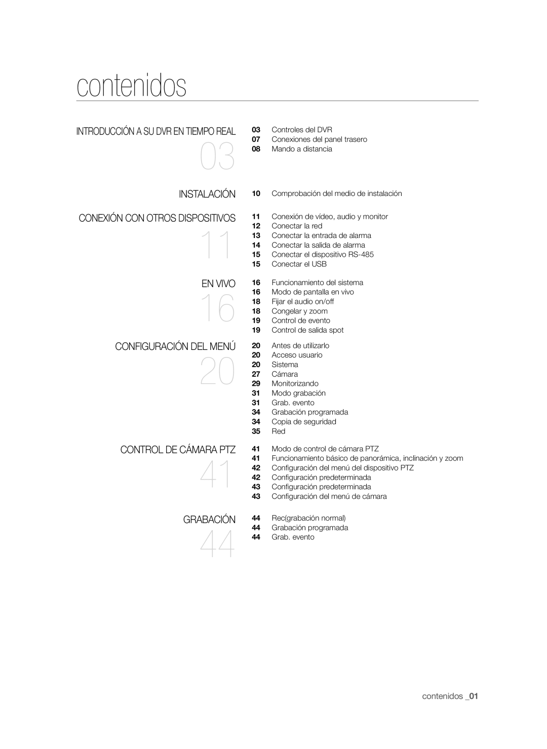 Samsung SHR-6042P, SHR-6040P manual Contenidos 