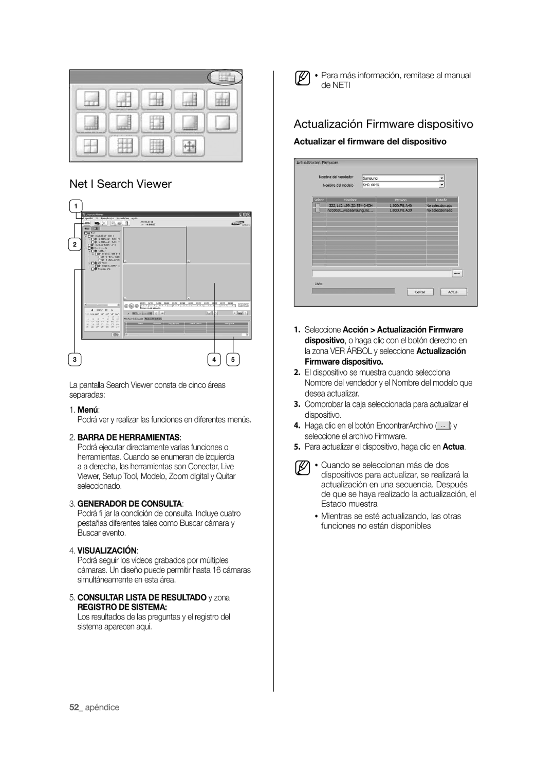 Samsung SHR-6040P Net I Search Viewer, Actualización Firmware dispositivo, Generador DE Consulta, Registro DE Sistema 