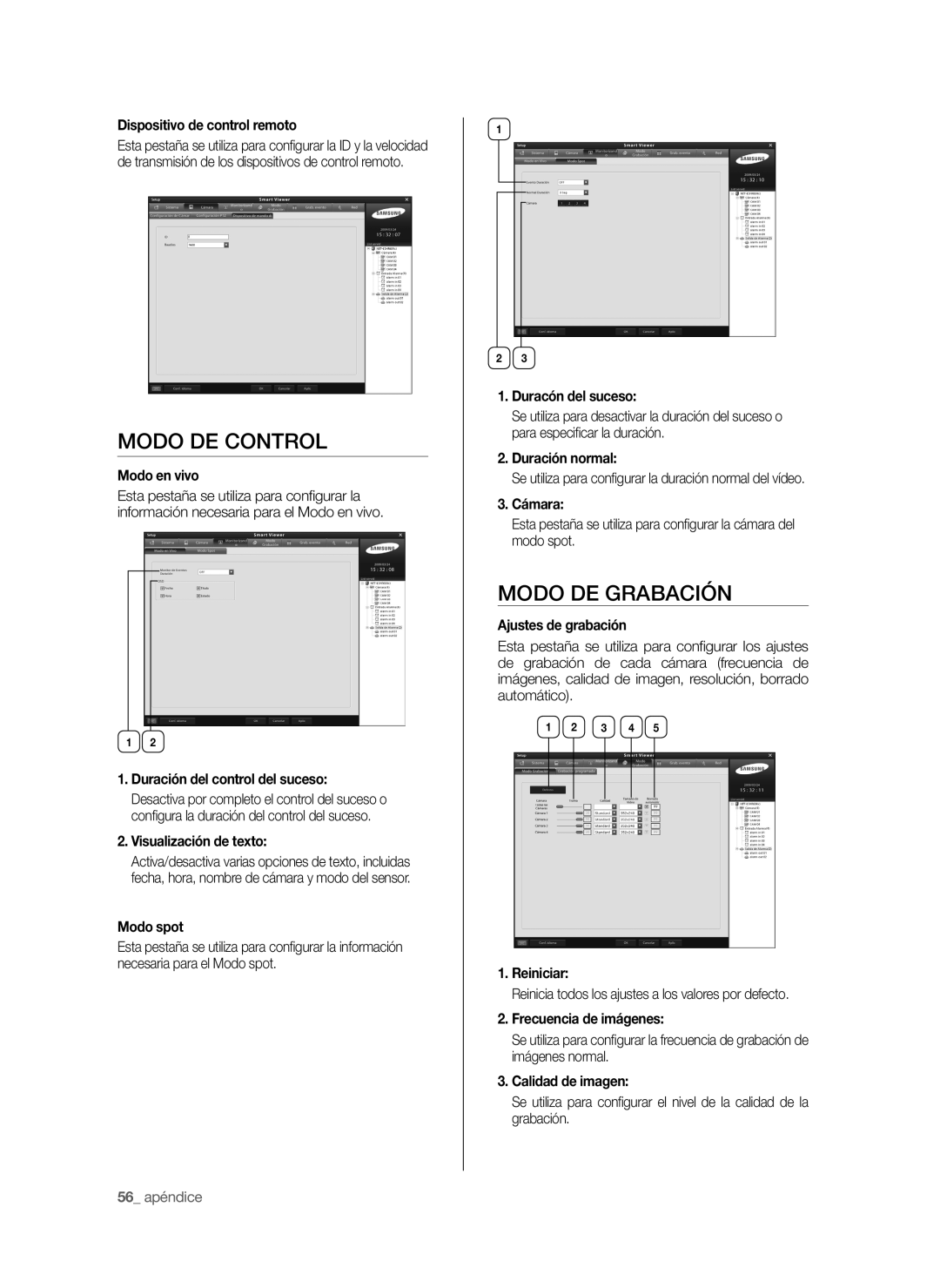 Samsung SHR-6040P, SHR-6042P manual Modo DE Control, Modo DE Grabación 