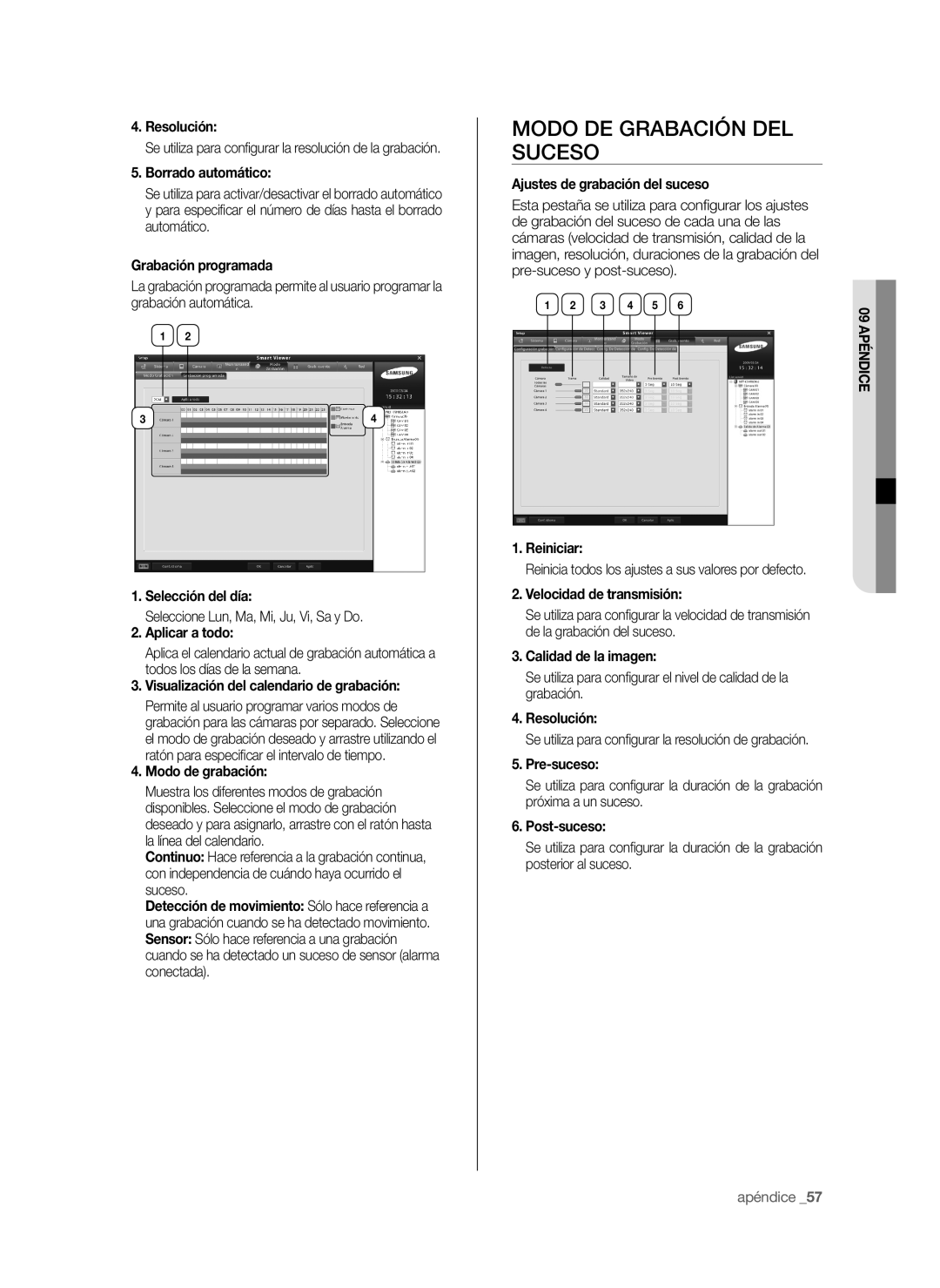 Samsung SHR-6042P, SHR-6040P manual Modo DE Grabación DEL Suceso 